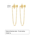 Gold IP plated stainless steel star chain earrings for women with zircon details - Gold