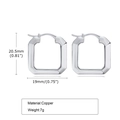 Specifiche per orecchini a cerchio quadrati in argento lucido misura 20,5 mm x 19 mm - Argento