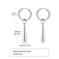 Especificaciones de tamaño para pendientes de gota dorados de acero inoxidable - Color Acero
