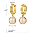 Gold shell pearl earrings in copper, 14mm dangling drop style for women's jewelry - Gold
