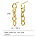 Orecchini a catena in acciaio inossidabile dorato alti 28mm con design leggero da 3g - Oro