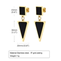 Boucles d'oreilles triangles en acier doré avec dimensions et spécifications de poids - Doré