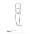 Detail showing 2.4mm stainless steel chain dangle earrings for women with dimensions - Steel Color (EH-448)