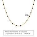 Collana dorata in acciaio inossidabile con perline nere da 2mm e placcatura IP - Collana Dorata - Perline Nere (NC-1236GB)