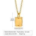 Collar de urna cilíndrica en acero inoxidable dorado para cenizas con cadena de 50 cm - Dorado