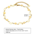 Double-layered stainless steel anklet with golden moon and star charms for women - Star Moon Elements Linked Style (JC-128)
