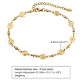 Double-layer stainless steel anklet with gold flower charm and adjustable IP plating chain - Hollow Flower Beaded Style (JC-129)