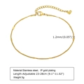 18K gold-plated stainless steel snake chain anklet with adjustable heart charm and lobster clasp - Thin Snake Chain Segmented Style (JC-130)