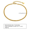 Golden double layer stainless steel anklet with lobster clasp and heart charm - Curb Side Chain Style (JC-131)