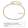 Golden spiral texture stainless steel anklet with adjustable 23-28cm length chain - Spiral Twisted Rope Texture Style (JC-132)