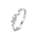 Anello pianeta in argento 925 con zircone lucido e dettagli a stella in argento - Aperto Regolabile / Argento (JZ846)