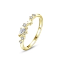 Anello in argento sterling 925 placcato oro con design a pianeta, stella e zirconi - Taglia US 9 / Oro (JZ846-G)