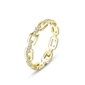 Bague chaîne élégante en argent S925 doré avec accents en zircone cubique - Taille US 9 / Doré