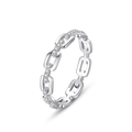 Bague chaîne élégante en argent sterling S925 avec sertissage de zircons scintillants - Taille US 9 / Argenté