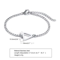 Pulsera de cadena NK en acero inoxidable plateado con colgante de triángulo y cierre ajustable - 17+4cm / Color Acero
