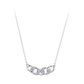 S925 Silberkette für Damen mit fünf ineinandergreifenden Ovalen und Zirkon-Besatz - 925er Silber / Weißgold