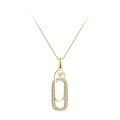 Minimalistische S925 zilveren ketting met dubbele in elkaar grijpende rechthoekige hanger - Goud