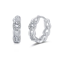 Silberne Gliederketten-Ohrringe für Damen mit funkelnden Mikropave-Zirkon-Steinen - 925er Silber / Weißgold