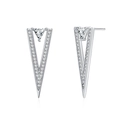 Minimalist S925 silver V-shaped stud earrings with triangular zircon in silver finish - 925 Silver / White Gold