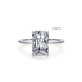 Anello di fidanzamento in argento S925 con diamante simulato da 3 carati taglio smeraldo - Taglia US 9 / Pietra Principale Rettangolare (Specifica 3 Carati) (JZ1329-3CT)