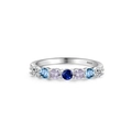 Anello arcobaleno in argento sterling S925 con sette zirconi colorati a griffe - Taglia US 5 / Sette Pietre Toni Freddi (JZ1369B)