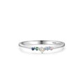 Anello in argento sterling S925 con cinque pietre colorate incastonate a griffe - Taglia US 5 / Cinque Pietre Arcobaleno (JZ1388R)