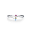Anello in argento sterling S925 dal design incrociato con quattro zirconi colorati - Taglia US 5 / Quattro Pietre Colorate (JZ1650R)