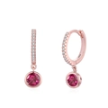 Boucles d'oreilles pendantes en argent S925 plaqué or rose avec zircons rouges - Boucles d'Oreilles (EH161R) / Argent 925