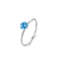 Anello in argento S925 con gemma blu cielo taglio rotondo e fascia a treccia - Taglia US 9 / Blu Cielo Intrecciato (JZ1533B)