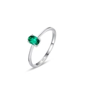 Anello in argento sterling S925 con zircone verde ovale e classica montatura a quattro griffe - Taglia US 9 / Verde Ovale (JZ1084G)