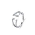 S925 sterling silver geometric double-layer open ring with five clear cubic zirconia - US 5 / Geometric Line Style (JZ1816)
