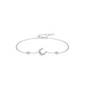 Elegant S925 sterling silver moon bracelet with micro-paved cubic zirconia on white background - Moon Style (SL1630)