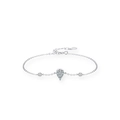 S925 sterling silver bracelet featuring a pear-shaped cubic zirconia and adjustable chain - 925 Silver / Pear Shape Style (SL1635)