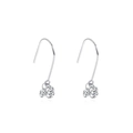 Minimalist S925 sterling silver drop earrings with dual round cubic zirconia stones - Double Rhinestone Hook (EH151) / 925 Silver