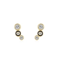 Elegante gouden S925 zilveren bubbel oorknopjes met zwart email en witte zirkonia - Zwart Emaille Bubbel Oorknopjes (ED3315) / 925 zilver