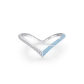 Anello a V in argento sterling S925 con smalto blu e zirconi cubici scintillanti - Taglia US 5 / Argento con Celeste (JZ1805)