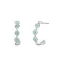 Elegante S925 zilveren oorringen met groen emaille boze oog en fonkelende zirkoon - 925 zilver / Muntgroene Boze Oog Stijl (EH162)