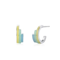 Elegantes pendientes de plata S925 en forma de U con esmalte de colores del arco iris - Plata 925 / Diseño Geométrico Arcoíris (EH169)