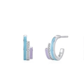 S925 Sterling Silber U-Ohrringe mit Regenbogen-Emaille und Zirkonia-Steinen - 925er Silber / Regenbogen Emaille U-Form Stil (EH168)