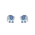 Pendientes de elefante en plata S925 con esmalte azul y circonitas microengastadas - Plata 925 / Estilo Elefante Azul (ED3417)
