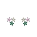 S925 sterling silver stud earrings featuring three multi-colored zircon flower clusters - 925 Silver / Three-Color Flower Cluster Style (ED3372)