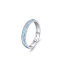 925 Sterling Silver geometric enamel ring with blue Greek key pattern and cubic zirconia - US Size 5 / Light Blue Enamel Meander Style (JZ1830)