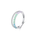 Zweilagiger Ring aus S925 Silber mit bunter Emaille und funkelndem Zirkon-Pavé - US Größe 5 / Dopamin Emaille Mikropave Stil (JZ1881)