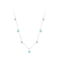 S925 sterling silver bohemian choker featuring blue enamel and sparkling zircon pendants - 925 Silver / Light Blue Geometric Style (TL168)