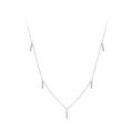 S925 sterling silver necklace with five dangling zircon bar pendants in a V-shape layout - 925 Silver / 925 Silver (TL240)