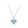 Collana foglia di acero in argento S925 con smalto blu e dettagli in zircone lucido - Argento 925 / Stile Foglia di Acero in Smalto Blu (TL196)