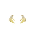 Süße S925 Silber Bananen Ohrstecker mit gelber Emaille und funkelnden Zirkonsteinen - 925er Silber / Kleiner Bananenstil (ED3427)