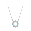 S925 Silber Sonnenblumen Halskette mit Türkis und Diamanten auf weißem Hintergrund - Sonnenblume Stil (TL188) / 925er Silber