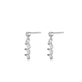 Silver wavy spiral drop earrings with clear zircons on a clean white background - Spiral Geometric Style (ED3415) / 925 Silver