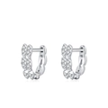 925 sterling zilveren geometrische oorringen met een dubbele rij fonkelende zirkoon - 925 zilver / Dubbele Rij Stenen Stijl (EH177)